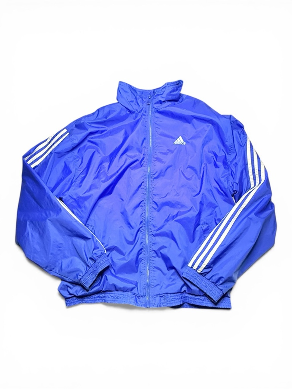 VTG Adidas Windbreaker Jacket‎ Blue White Stripes Mens Full Zip Size XL